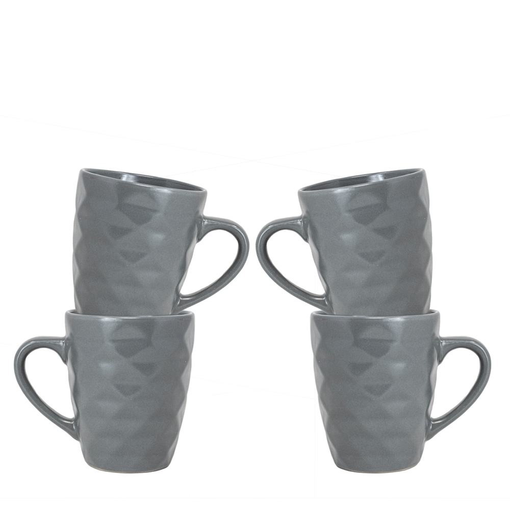 Juego de 4 Tazas Ideën de Cerámica color Gris 385 ml