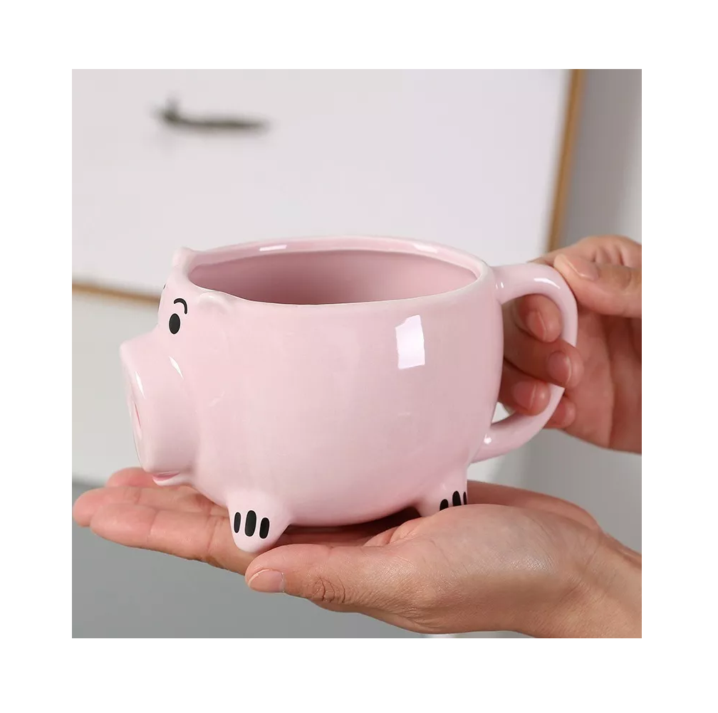 Foto 4 | Taza Puerquito Cerdito De Cerámica 400 Ml, Color Rosa