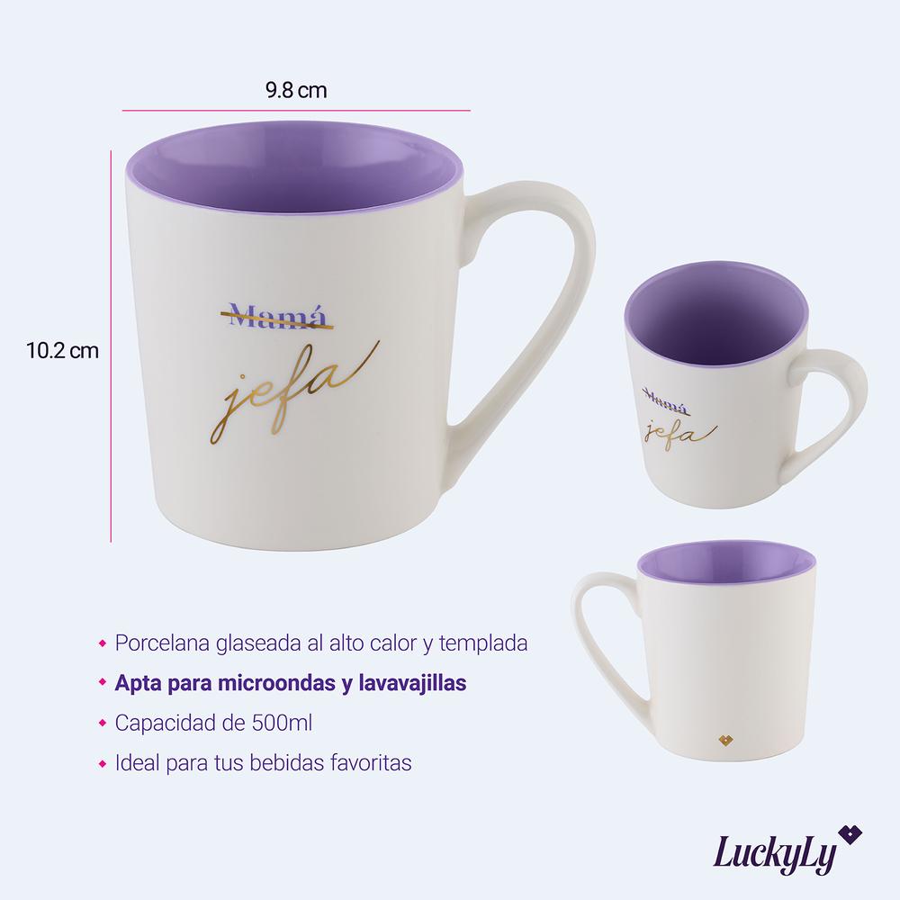 Foto 7 pulgar | Taza LuckyLy Blanca Frase Original para Mamá 500 ml