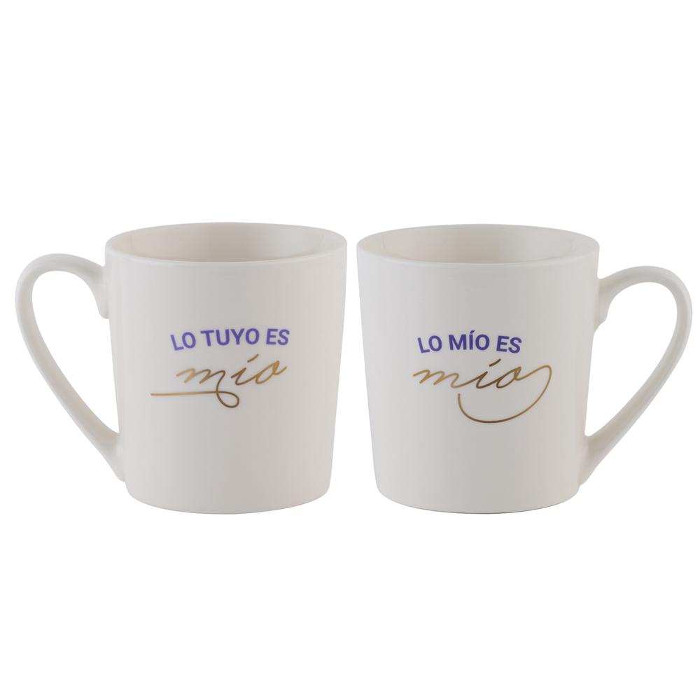 Foto 2 pulgar | Set de Tazas LuckyLy Blancas Frase Original para Pareja 2 Piezas de 500 ml C/U