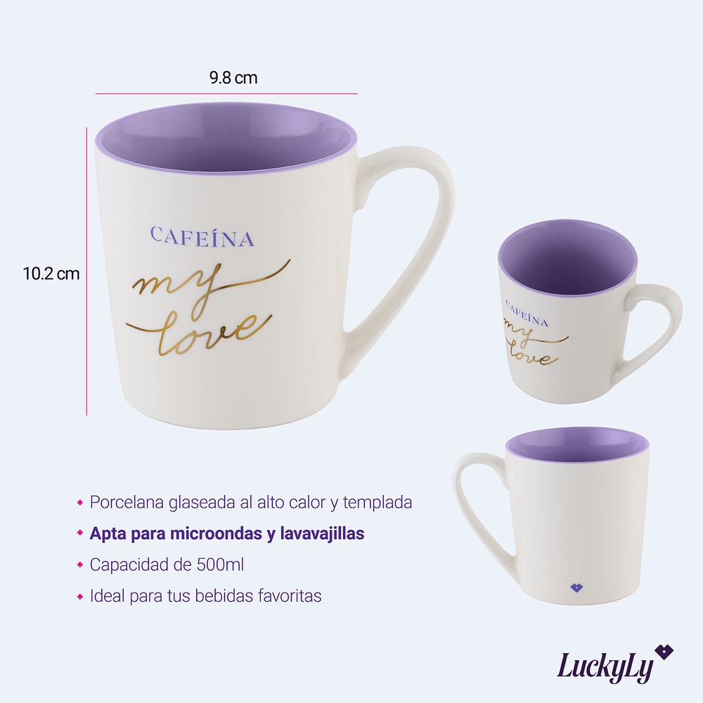 Foto 7 pulgar | Taza LuckyLy Blanca Frase Original 500 ml