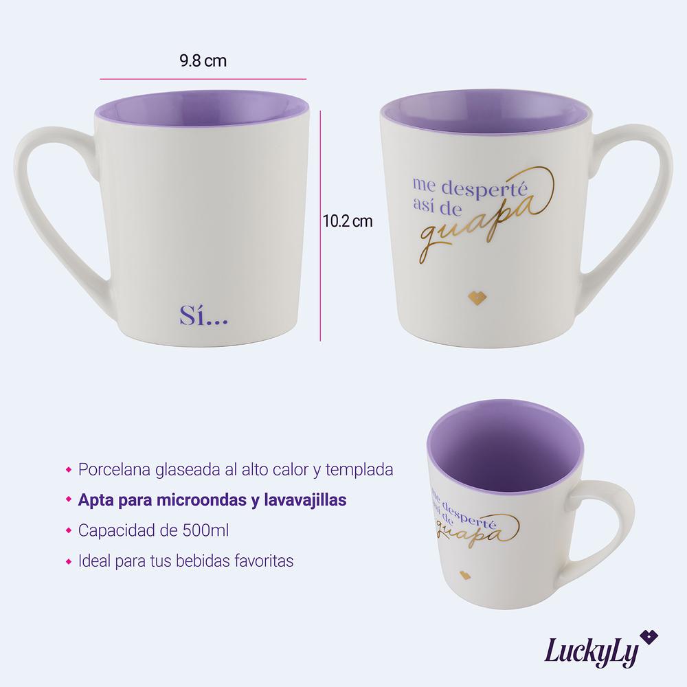 Foto 7 pulgar | Taza LuckyLy Blanca Frase Original 500 ml