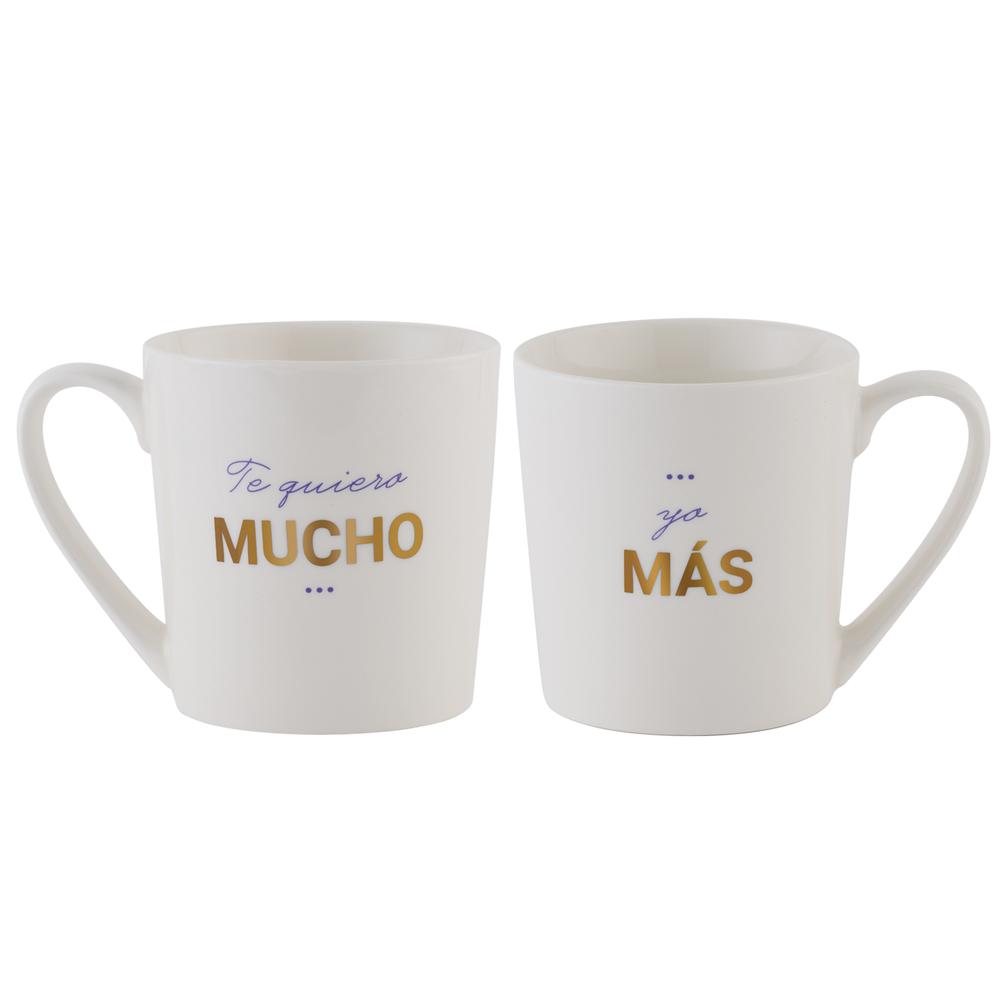 Foto 2 pulgar | Set de Tazas LuckyLy Luca Blancas Frase Original para Pareja 2 Piezas de 500 ml C/U