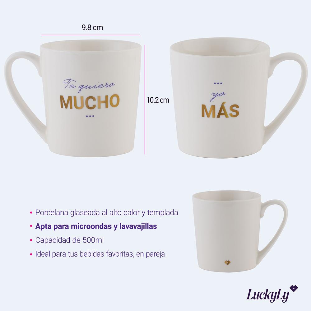 Foto 7 pulgar | Set de Tazas LuckyLy Luca Blancas Frase Original para Pareja 2 Piezas de 500 ml C/U