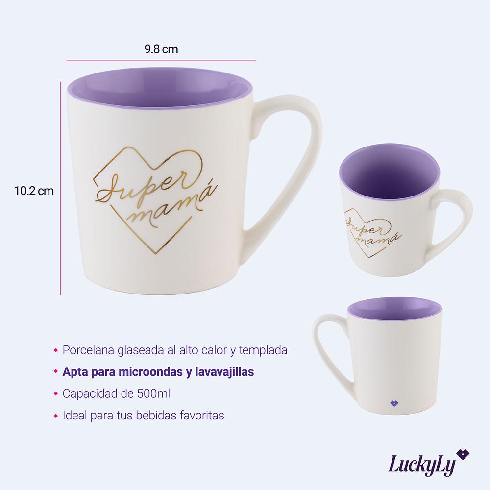 Foto 7 pulgar | Taza LuckyLy Blanca para Mamá 500 ml