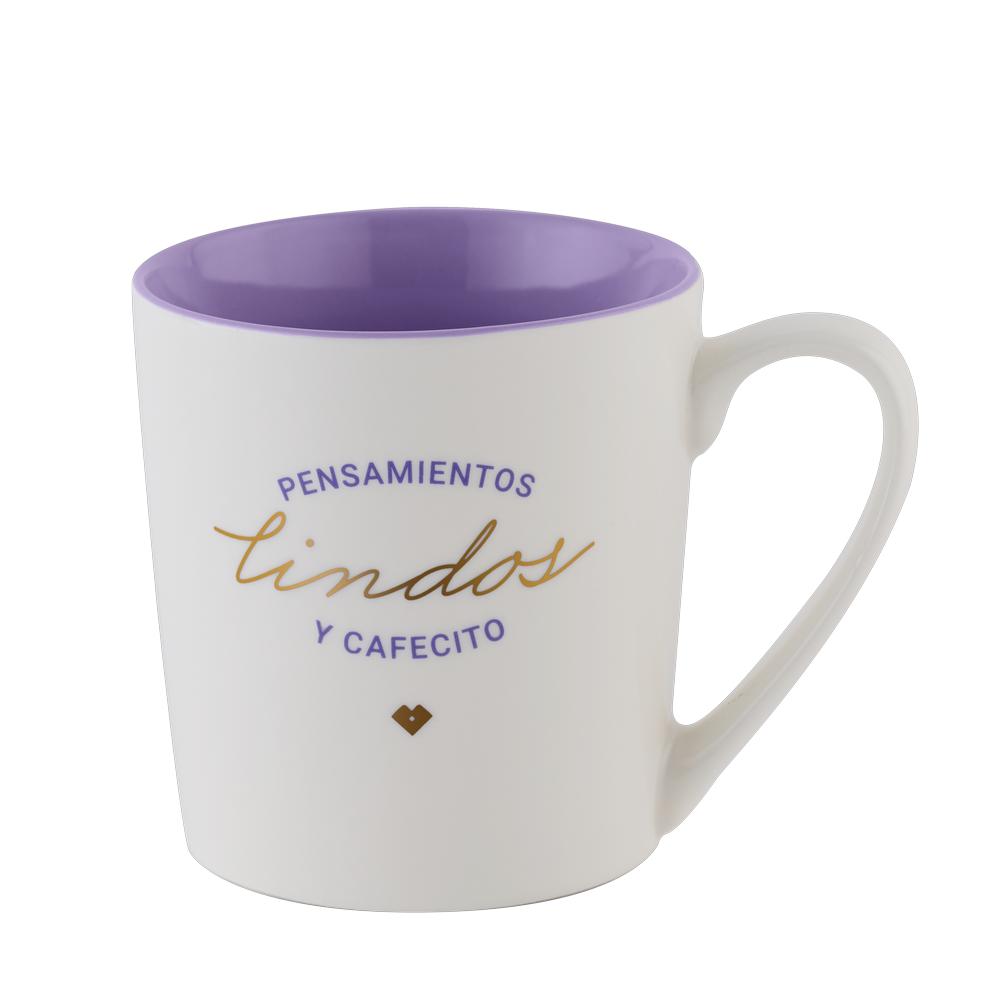 Foto 2 pulgar | Taza LuckyLy Blanca Frase Original 500 ml