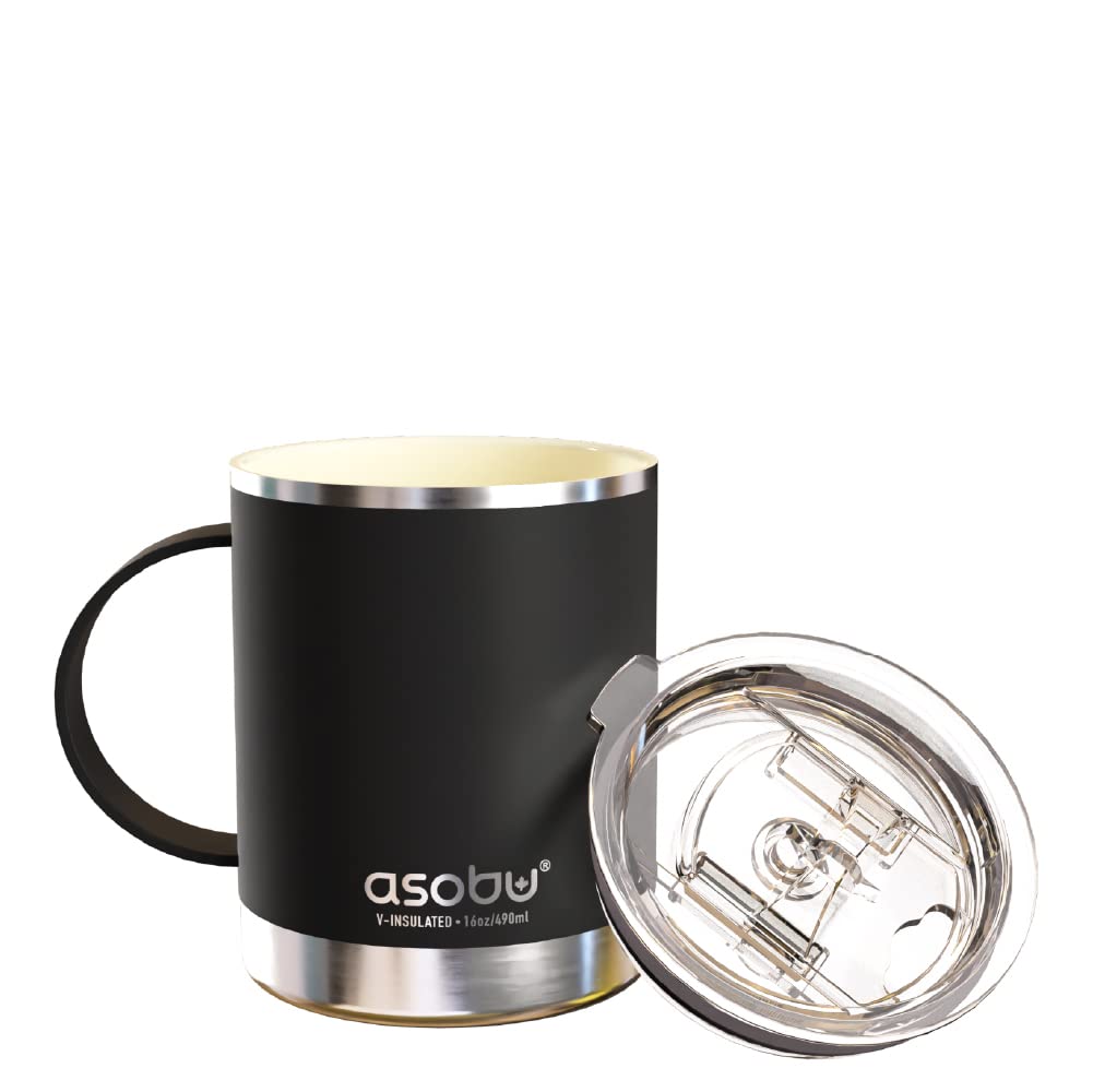 Taza De Café Asobu Con Aislamiento De Acero Inoxidable, 350 Ml (negra) - Venta Internacional.