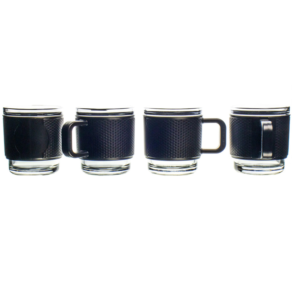 Foto 6 pulgar | Set 4tazas Vidrio 350ml Cubierta Y Agarradera Plástico Brang