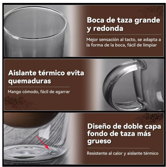 Foto 4 pulgar | Wünd Tazas Para Cafe Doble Pared Cristal 6 Set De Tazas 350ml