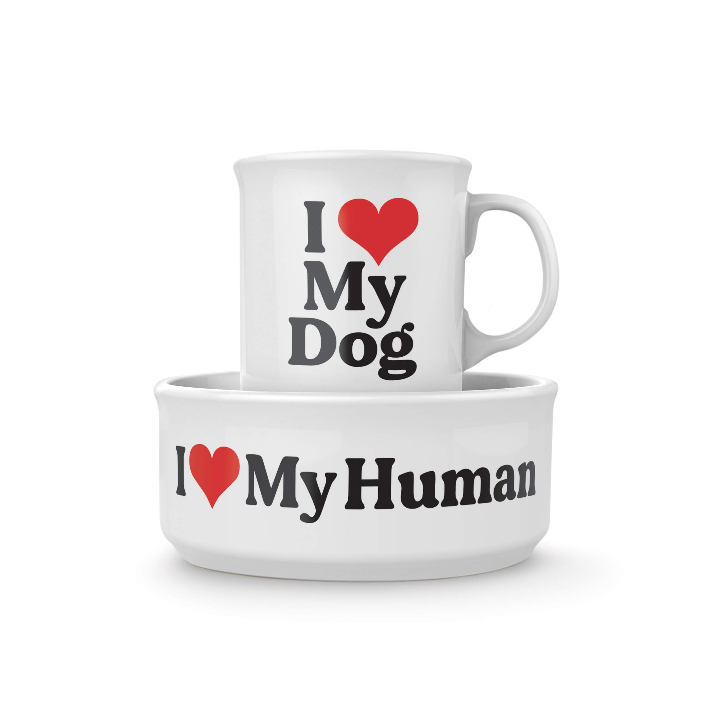 Foto 2 pulgar | Juego De Tazas Y Cuencos Para Perros Genuinos De Fred Howligans Love Dog - Venta Internacional.