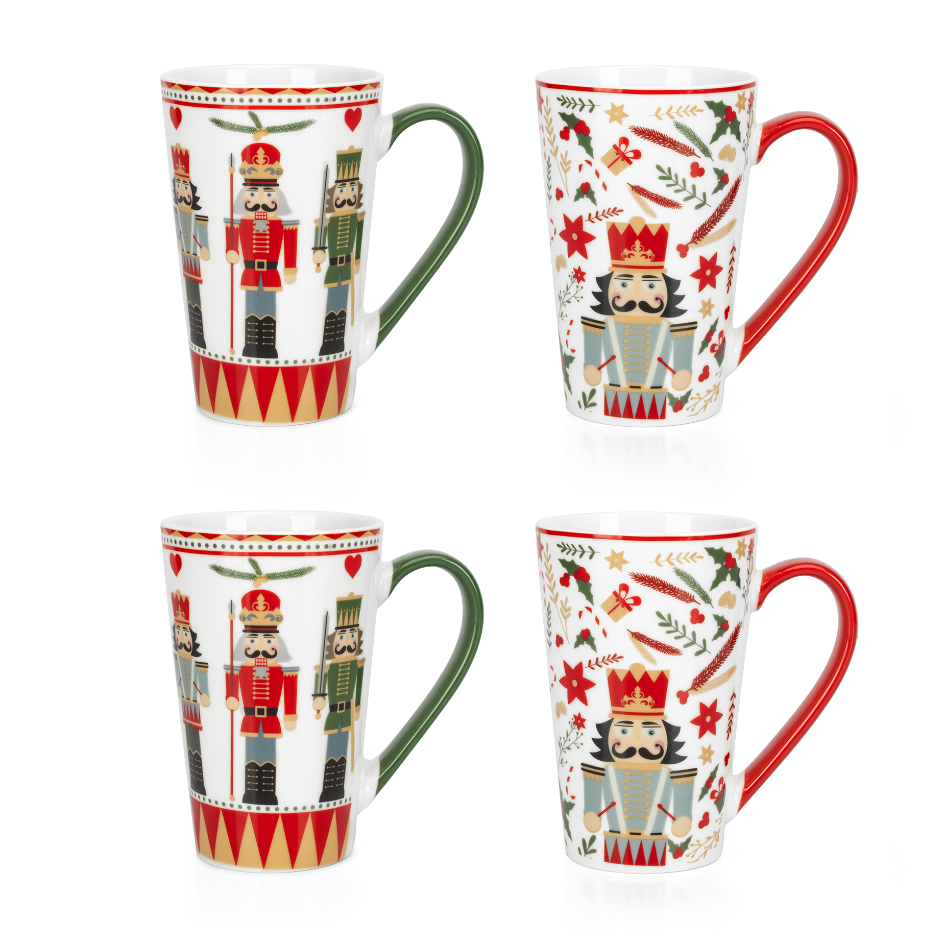 Tazas Navideñas De Porcelana Crown Baccara Nut 4 Piezas De 500 Ml