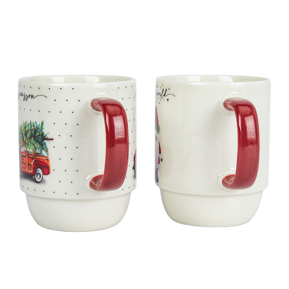 Foto 3 pulgar | Tazas Navideñas De Porcelana Crown Baccara Happy Claus 2 Piezas De 410 Ml