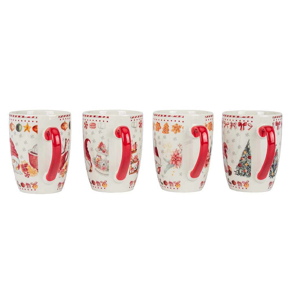 Foto 4 pulgar | Tazas Navideñas De Porcelana Crown Baccara Gnomos 4 Piezas De 340 Ml