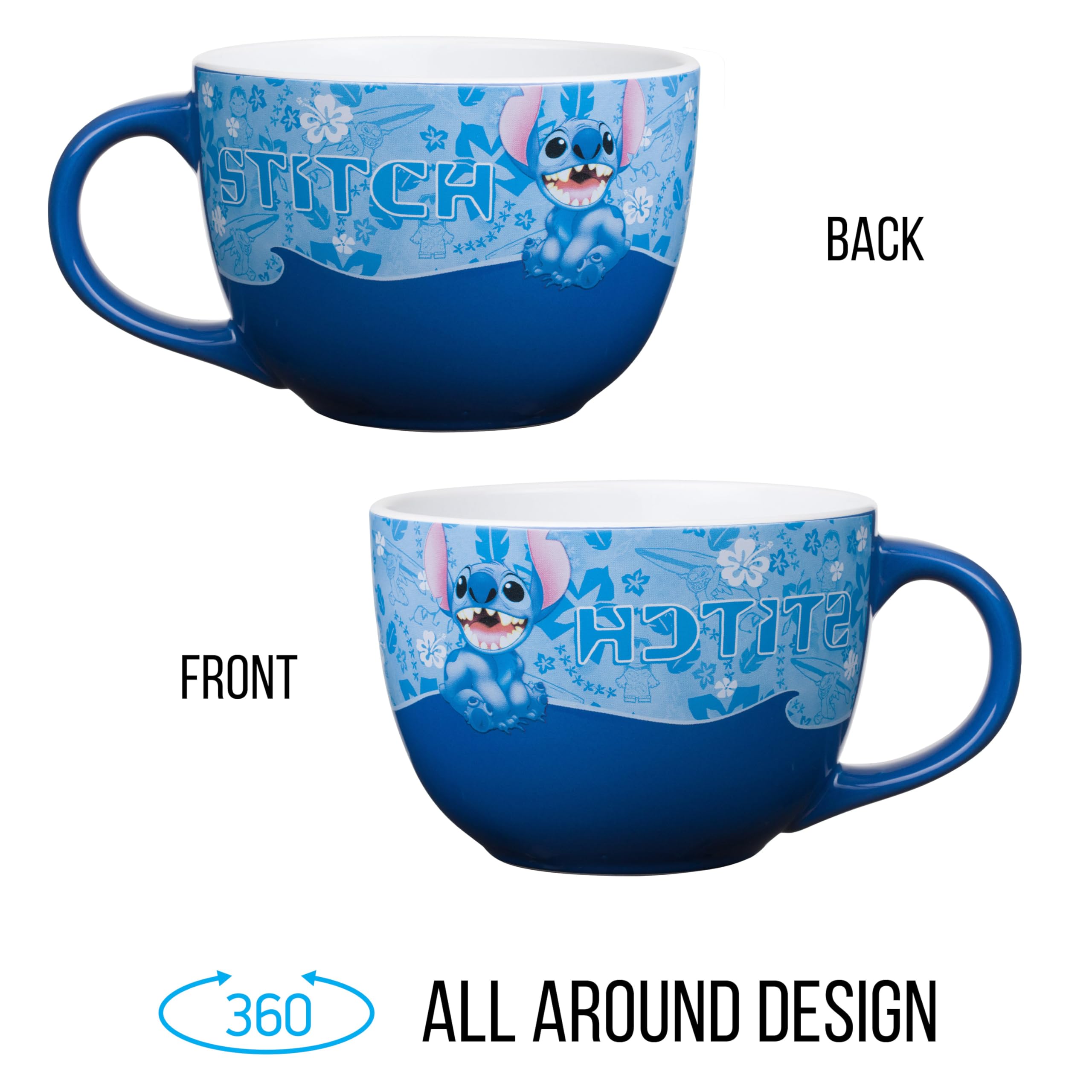 Foto 2 | Taza De Sopa Silver Buffalo Lilo And Stitch, Estilo Ondulado, 700 Ml - Venta Internacional.
