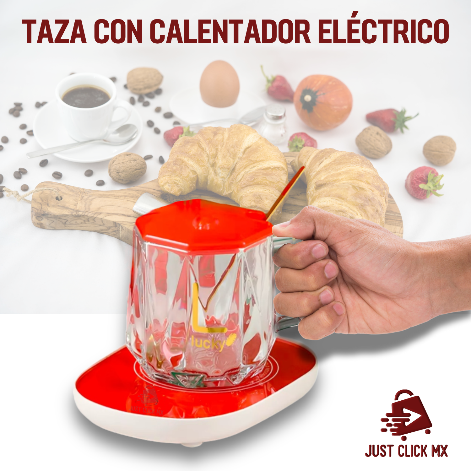 Foto 3 pulgar | Taza con Calentador Eléctrico JustClick MX Inteligente Rojo