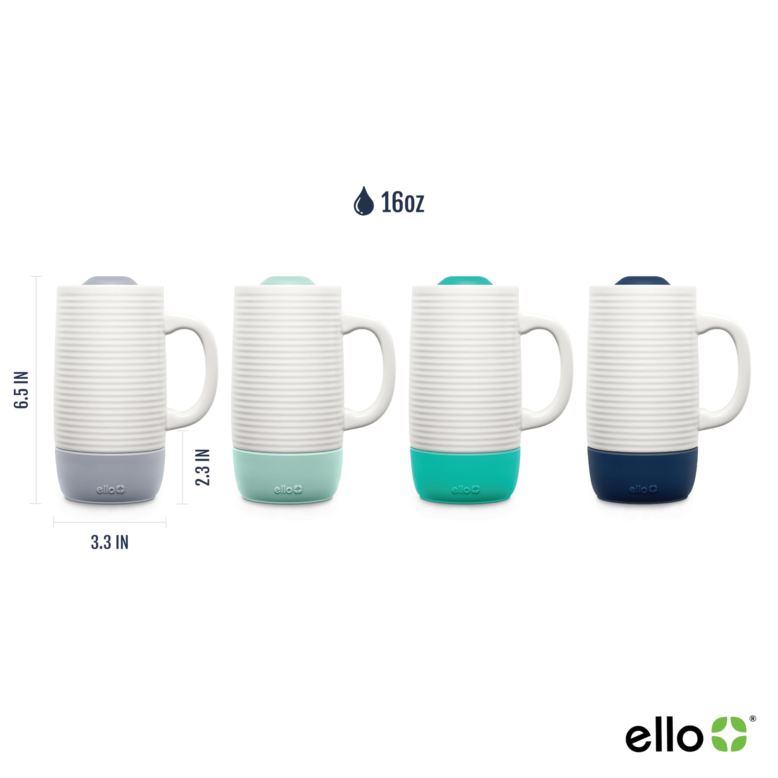 Foto 4 pulgar | Taza De Viaje De Cerámica Ello Jane 530 Ml Con Asa Y Tapa, Color Gris - Venta Internacional.