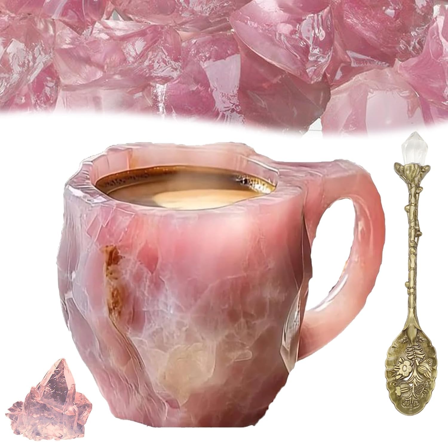 Foto 2 pulgar | Taza De Café Mineral Crystal 325 Ml Con Cuchara Multicolor 2025 - Venta Internacional.