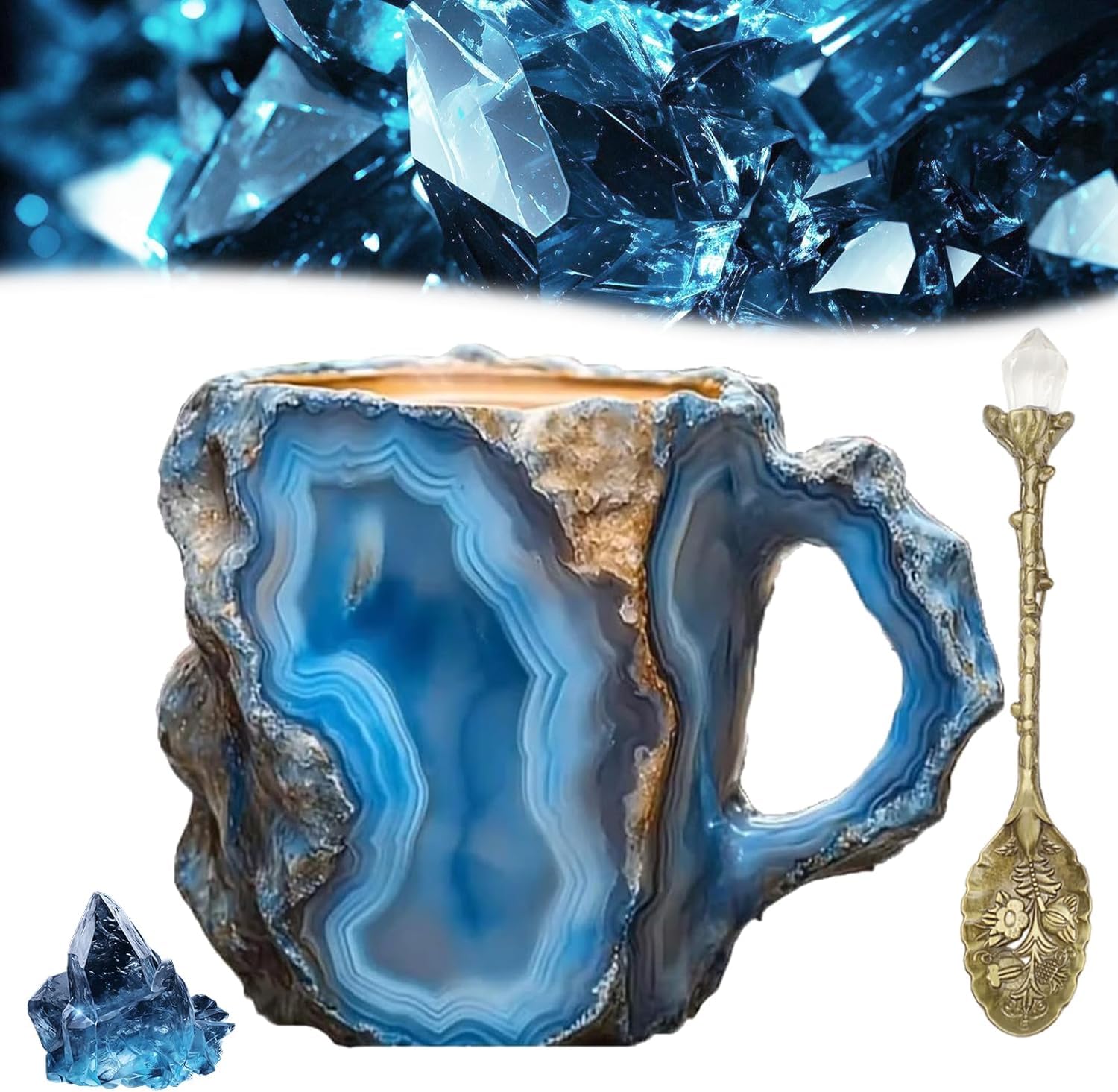 Foto 1 | Taza De Café Mineral Crystal 325 Ml Con Cuchara Multicolor 2025 - Venta Internacional.