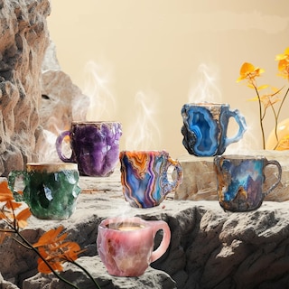 Foto 3 | Taza De Café Mineral Crystal 325 Ml Con Cuchara Multicolor 2025 - Venta Internacional.