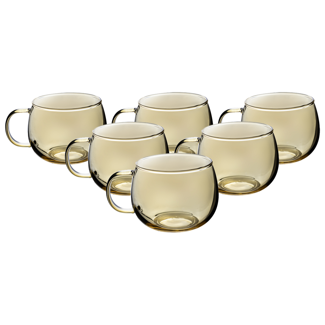Set De 6 Tazas Electrochapadas Amarillas