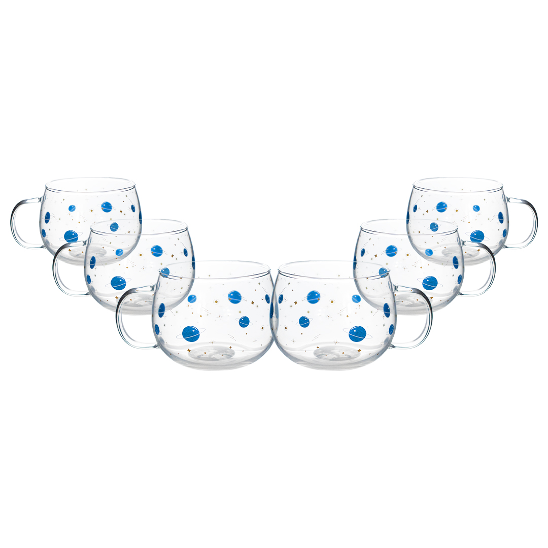 Foto 1 | Set De 6 Tazas De Cristal Con Planetas Azules