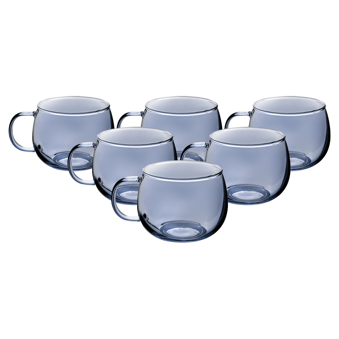 Set De 6 Tazas De Cristal Tornasol Gris 410 Ml