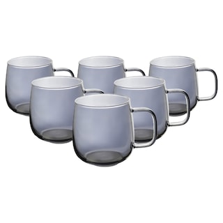 Foto 1 | Set De 6 Tazas De Cristal Tornasol Gris 530 Ml