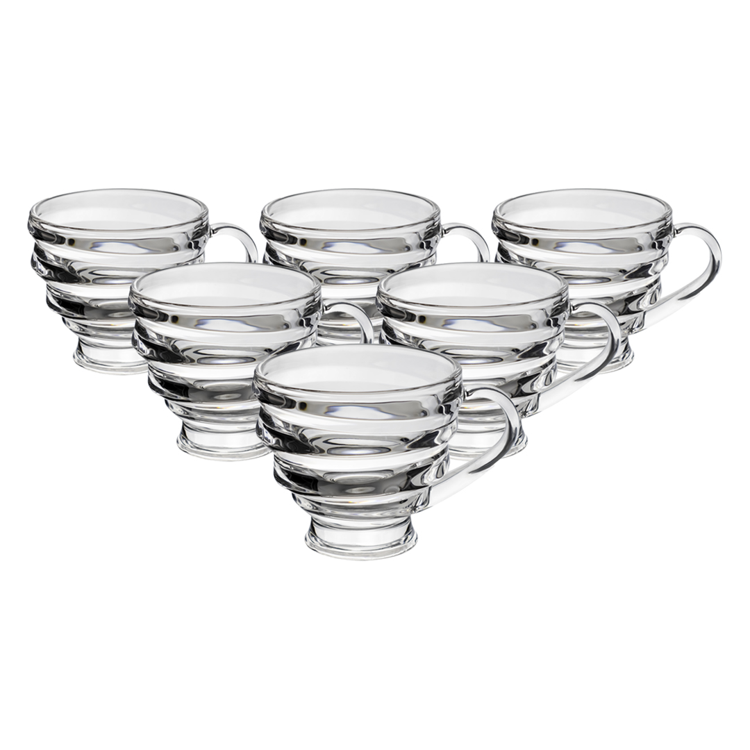 Set De 6 Tazas De Cristal Anilladas - Transparentes