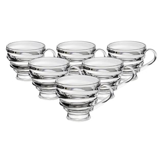 Foto 1 | Set De 6 Tazas De Cristal Anilladas - Transparentes
