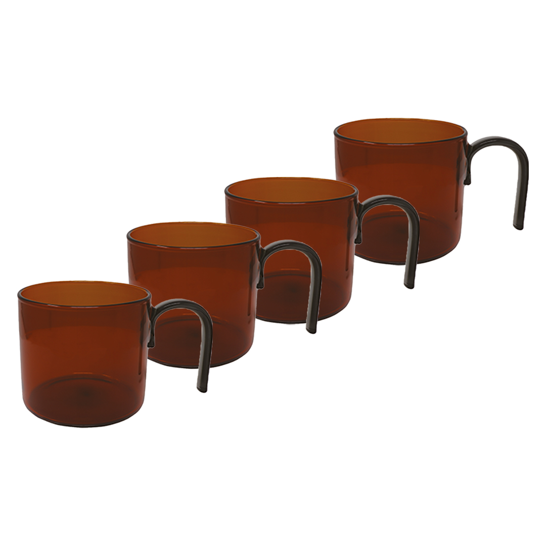 Set De 4 Tazas De Cristal Ámbar