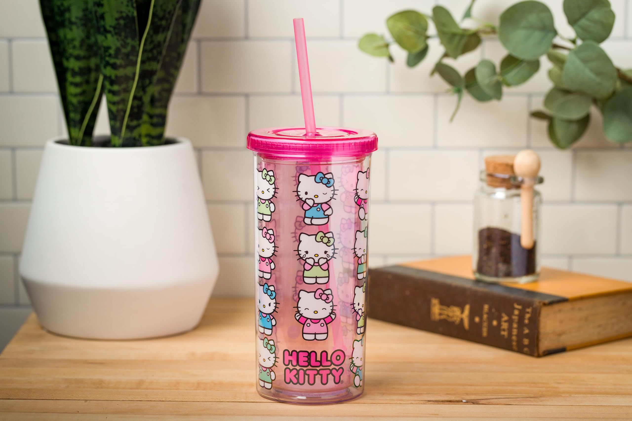 Foto 4 pulgar | Vaso Para Bebidas Frías Silver Buffalo Sanrio Hello Kitty De 600 Ml Con Tapa - Venta Internacional.