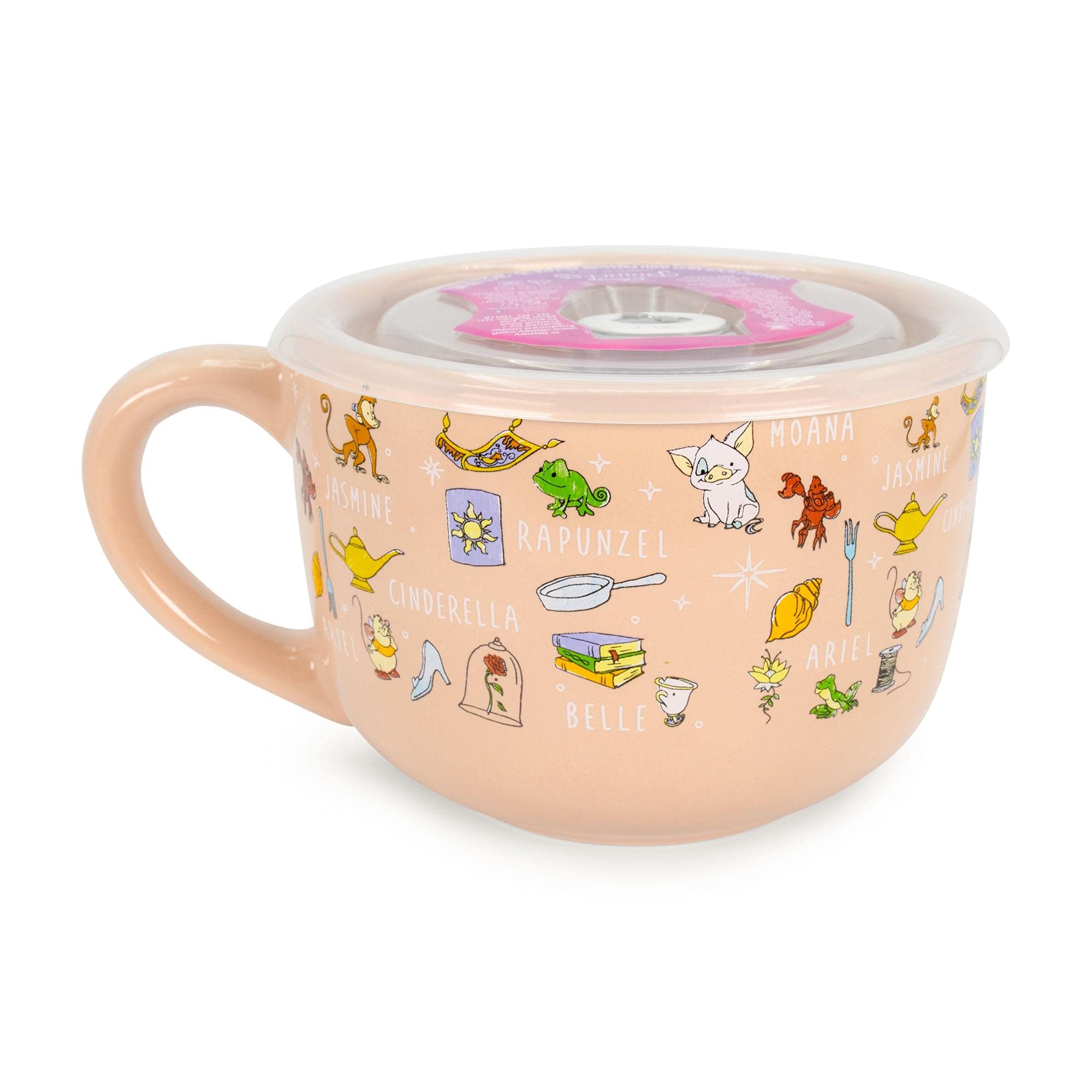 Foto 2 pulgar | Taza De Sopa De Cerámica Con Diseño De Princesa Disney Con Tapa Ventilada, 700 Ml - Venta Internacional.