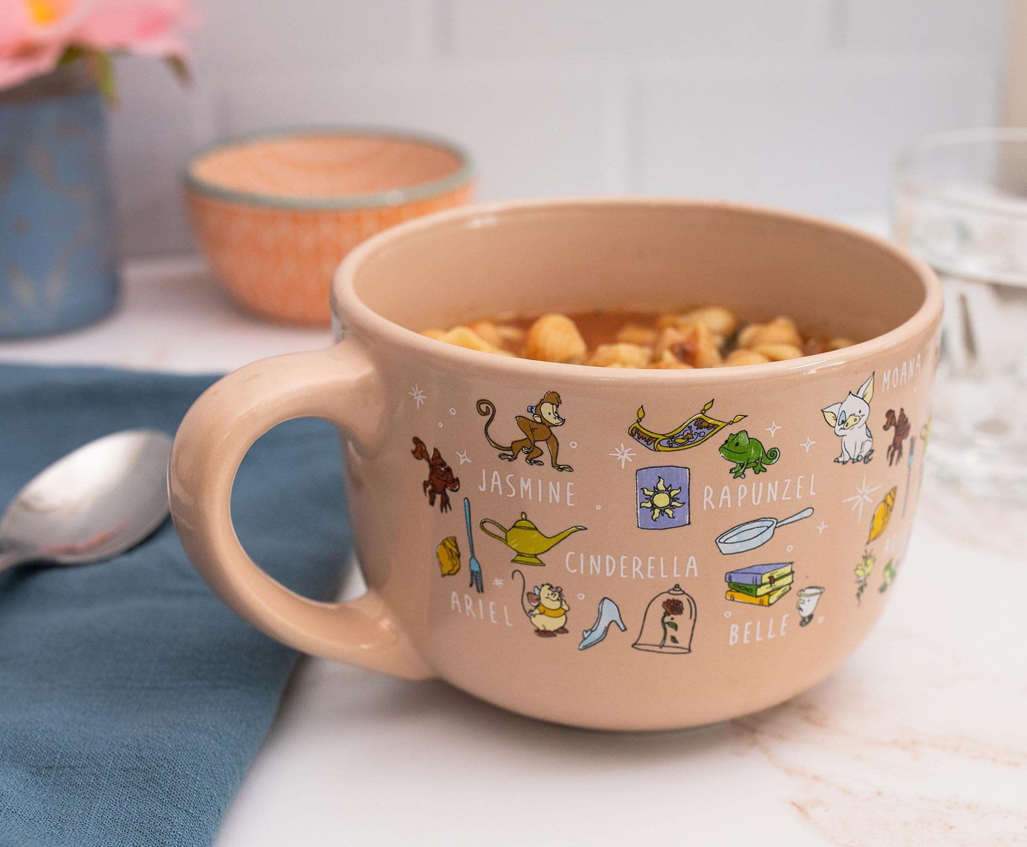 Foto 7 pulgar | Taza De Sopa De Cerámica Con Diseño De Princesa Disney Con Tapa Ventilada, 700 Ml - Venta Internacional.