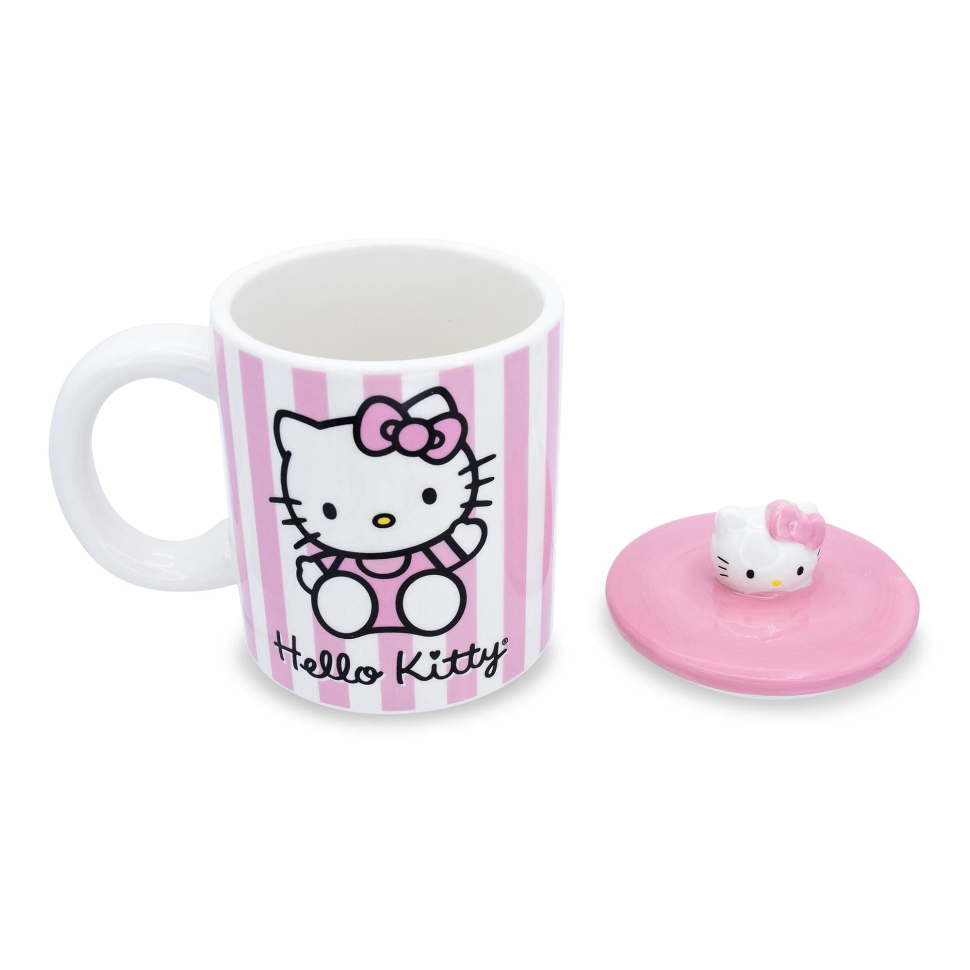 Foto 4 pulgar | Taza De Cerámica Toynk Sanrio Hello Kitty Pink Stripes 530ml - Venta Internacional.