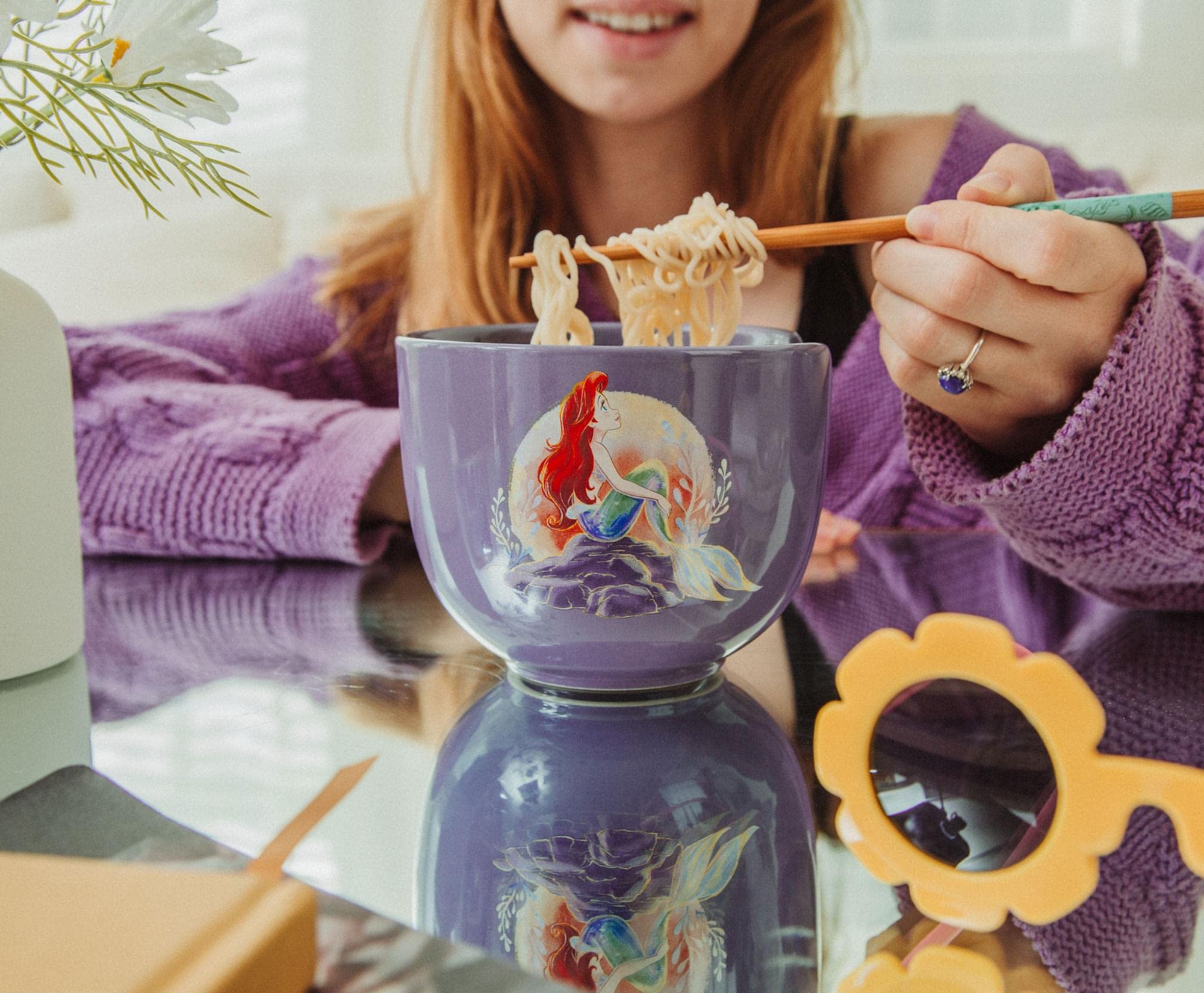 Foto 2 | Cuenco Para Ramen Plateado Con Diseño De Búfalo Disney Princess Ariel, 600 Ml - Venta Internacional.