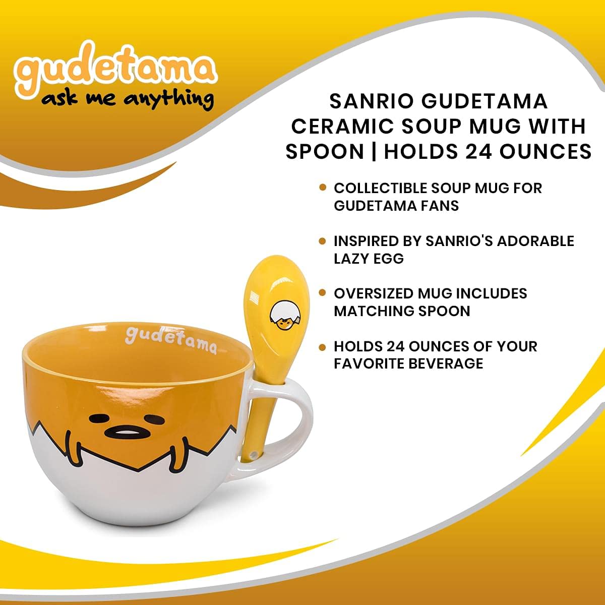 Foto 8 pulgar | Taza De Sopa De Cerámica Silver Buffalo Gudetama Dangerous 710 Ml - Venta Internacional.