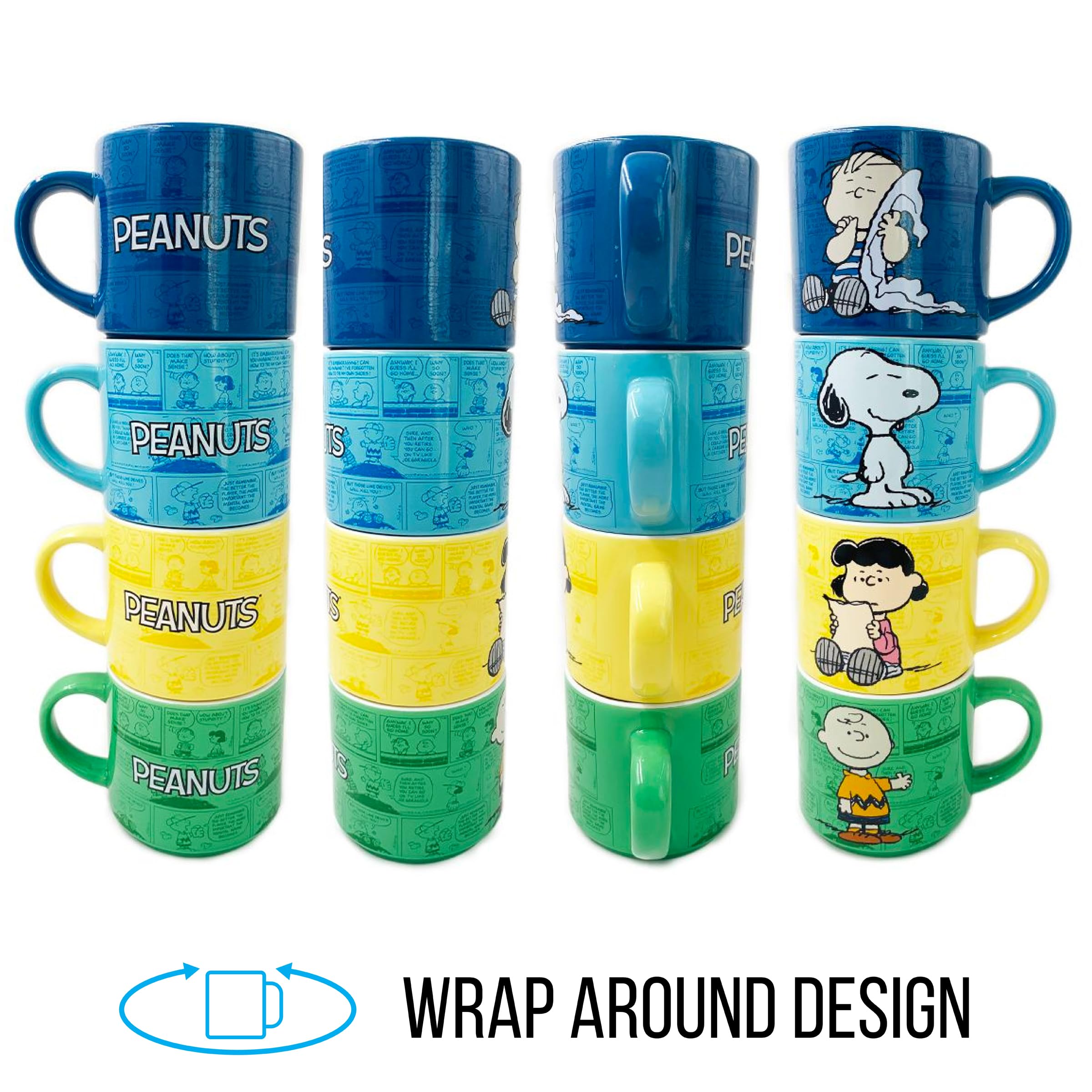 Foto 6 pulgar | Taza De Cómic Silver Buffalo Peanuts, Paquete De 4, 300 Ml - Venta Internacional.