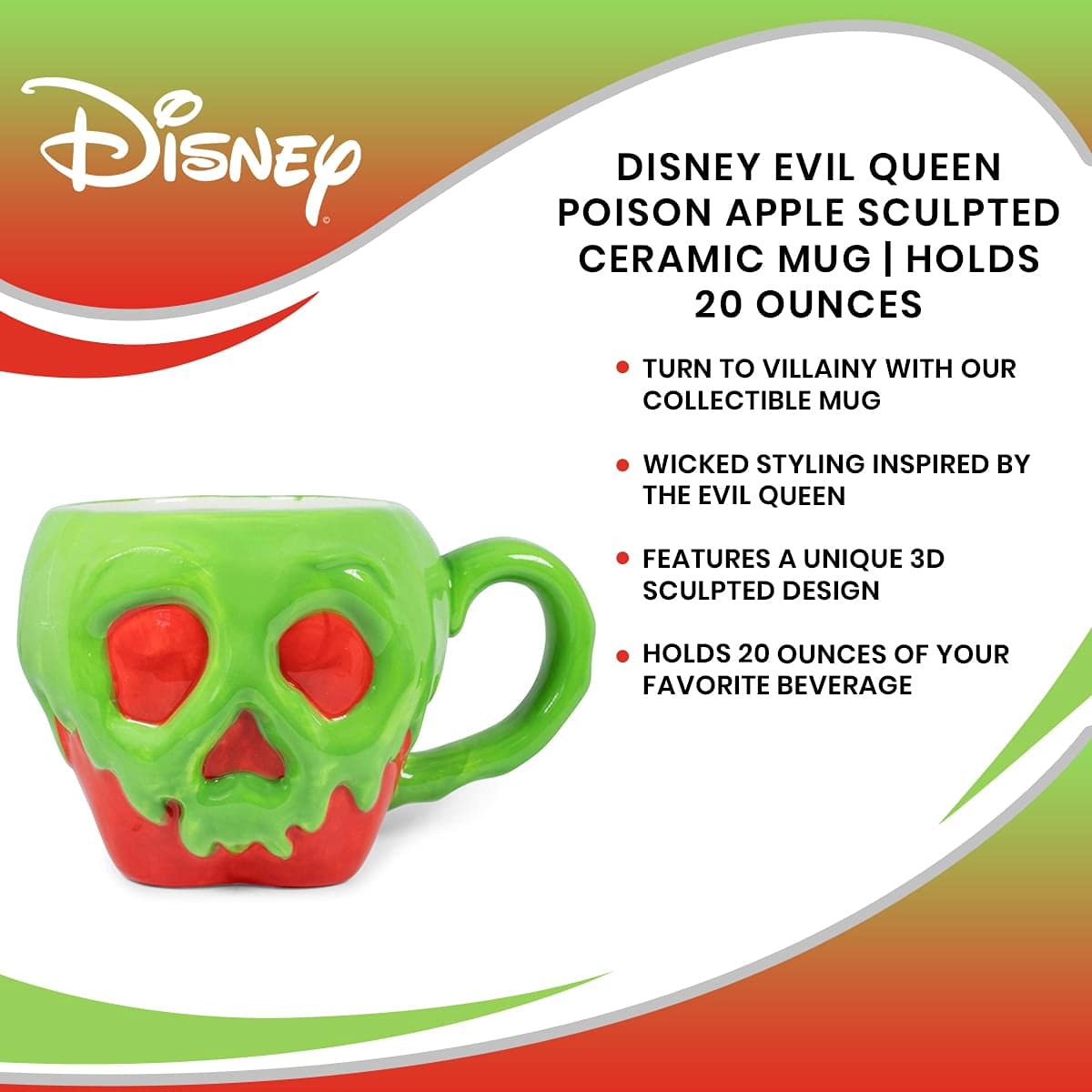 Foto 8 pulgar | Taza De Café Disney Evil Queen Poison Apple, 600 Ml, Cerámica - Venta Internacional.