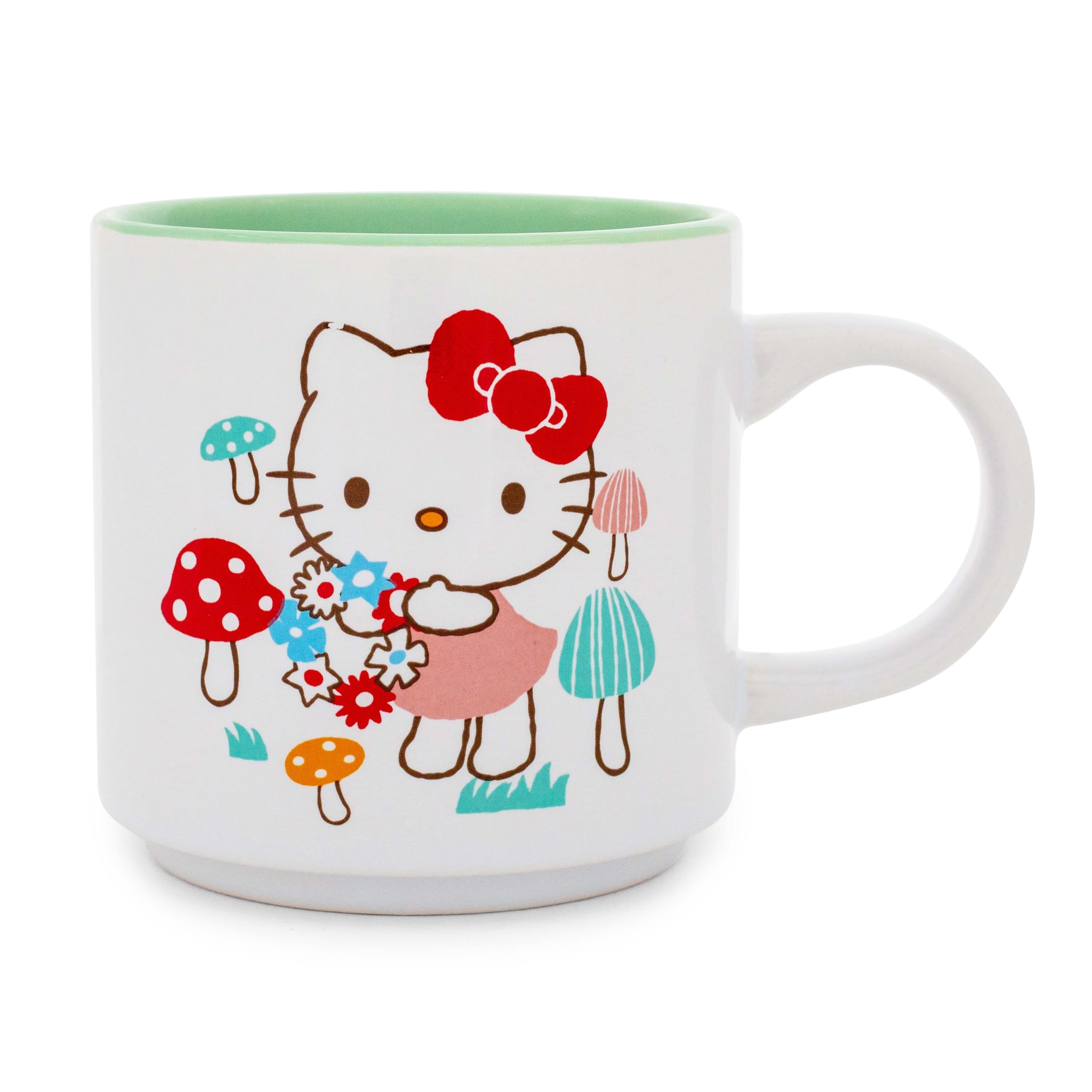 Foto 2 pulgar | Taza Sanrio Hello Kitty Mushrooms, Apilable, 380 Ml, Cerámica - Venta Internacional.
