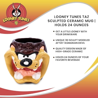 Foto 7 | Taza Plateada Buffalo Looney Tunes Taz Face Ceramic 710 Ml - Venta Internacional.