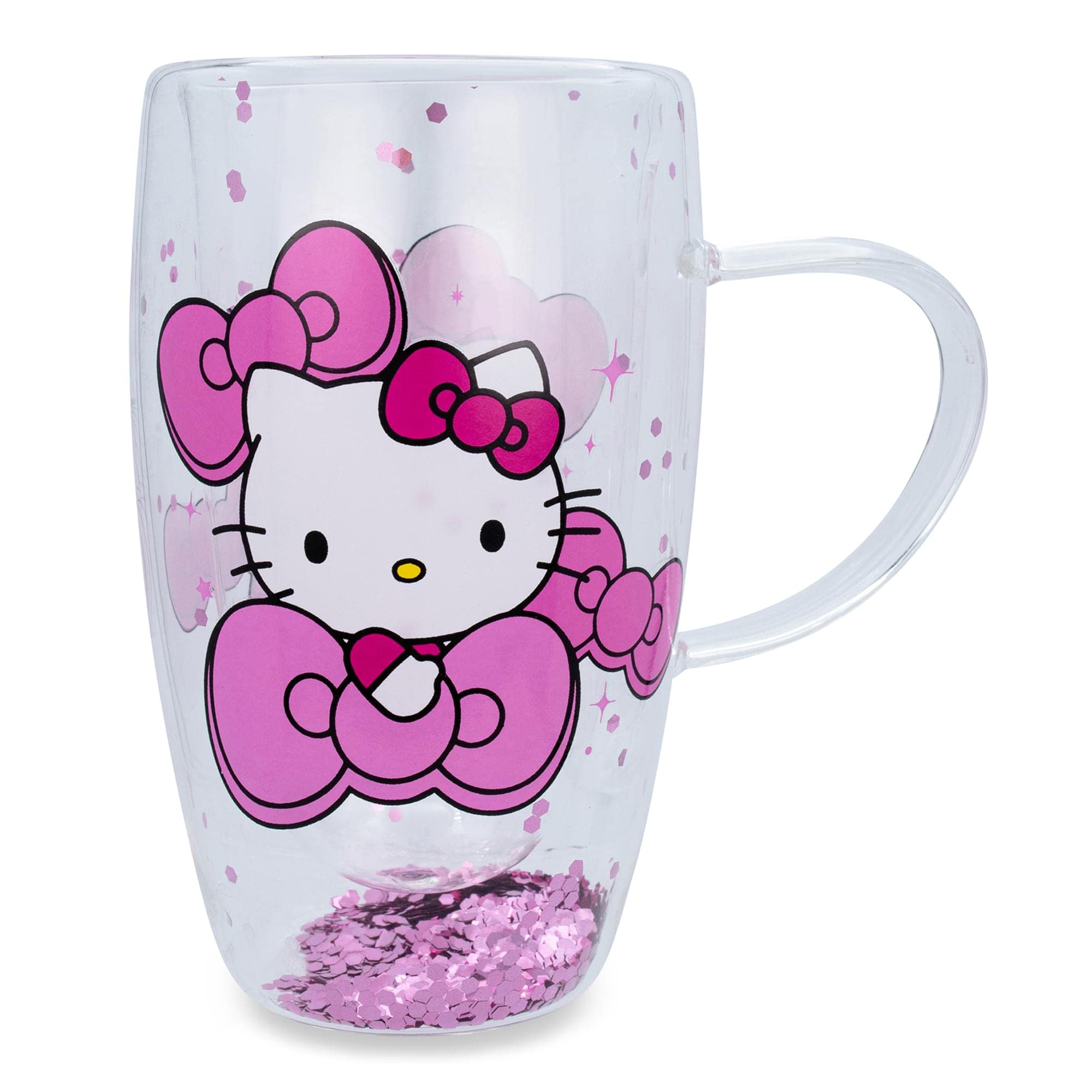 Taza De Cristal Sanrio Hello Kitty Bows And Stars Confeti, 450 Ml - Venta Internacional.