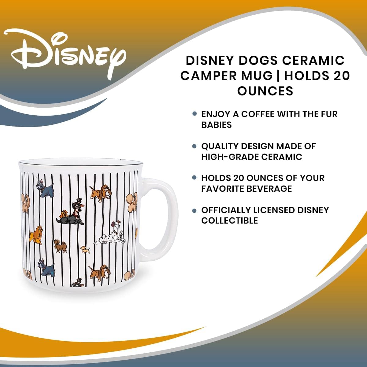 Foto 8 pulgar | Taza De Cerámica Camper Silver Buffalo Disney Dogs, 600 Ml, Sin Bpa - Venta Internacional.