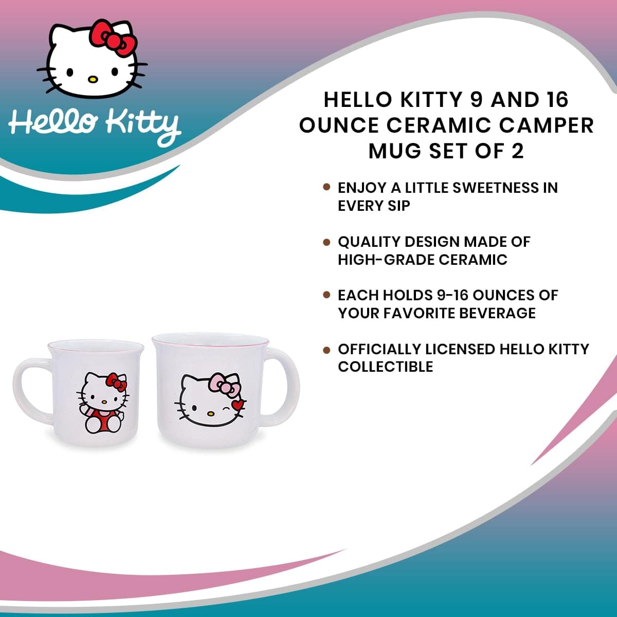 Foto 8 pulgar | Juego De Tazas De Cerámica Para Autocaravanas Hello Kitty, Sin Bpa, 2 Tazas De Viaje - Venta Internacional.