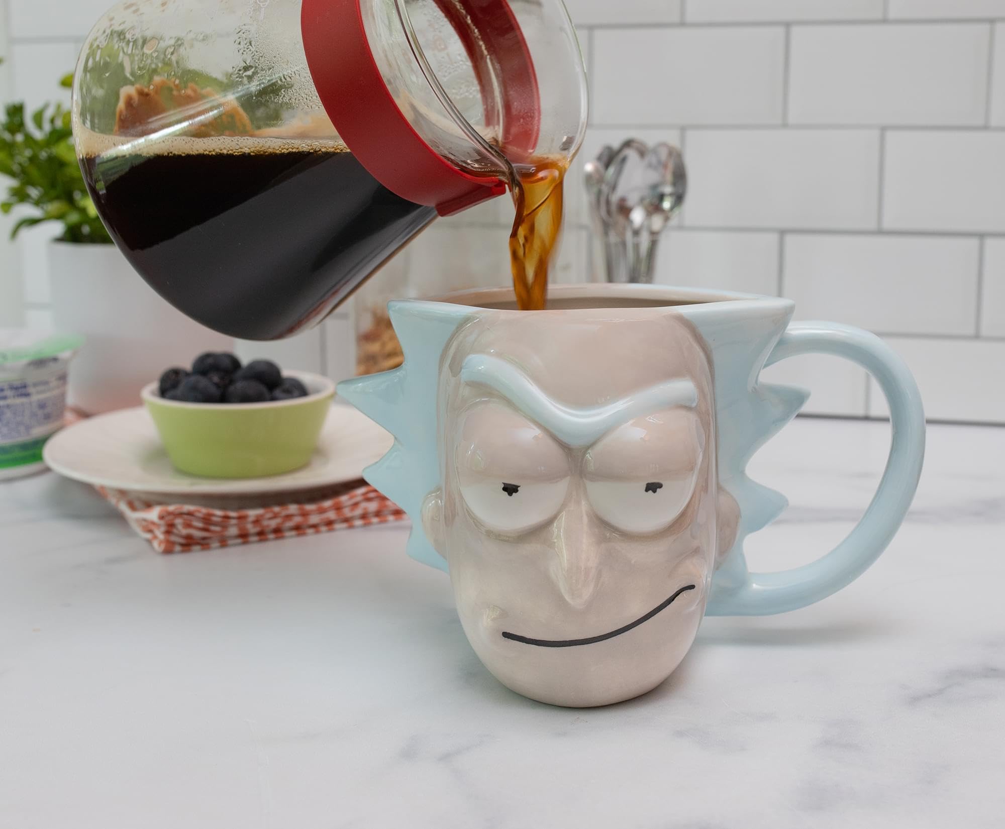 Foto 7 pulgar | Taza Plateada De Buffalo Cartoon Network Morty Rick Face, 600 Ml - Venta Internacional.
