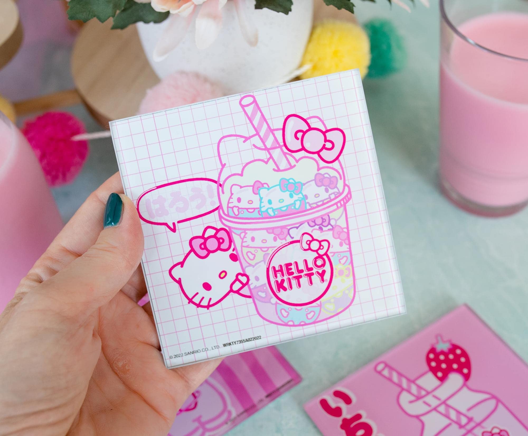Foto 7 pulgar | Set De Posavasos Sanrio Hello Kitty, Vaso Con Leche De Fresa, 4 Unidades - Venta Internacional.