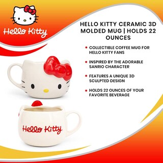 Foto 7 | Taza De Cerámica Silver Buffalo Hello Kitty Face, 650 Ml - Venta Internacional.