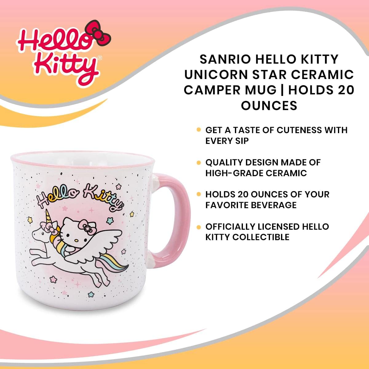 Foto 8 pulgar | Taza Camper Sanrio Hello Kitty Con Forma De Estrella De Unicornio De Cerámica, 600 Ml - Venta Internacional.