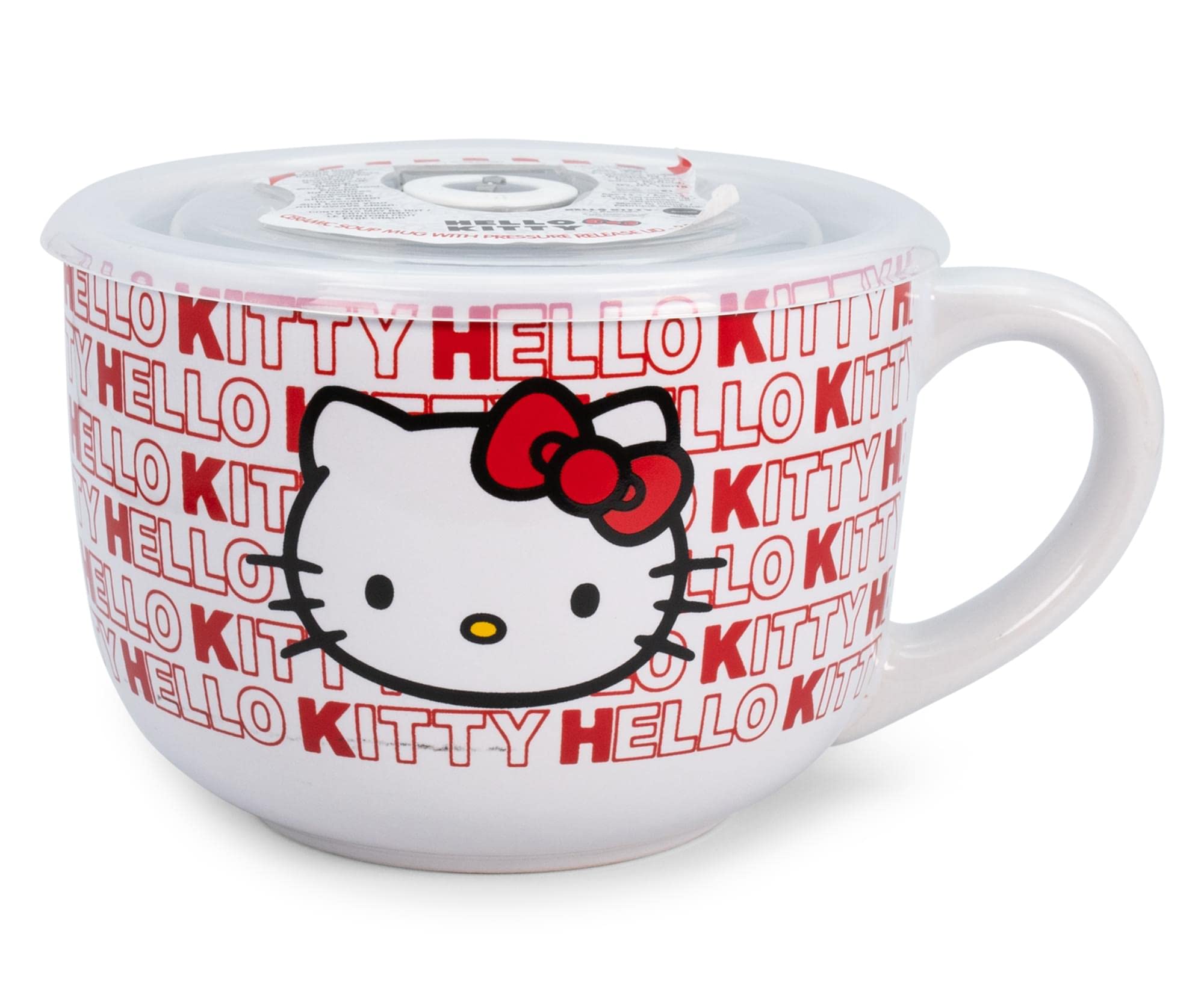 Foto 3 pulgar | Taza De Sopa Sanrio Hello Kitty De Cerámica Roja, 710 Ml, Con Tapa Ventilada - Venta Internacional.