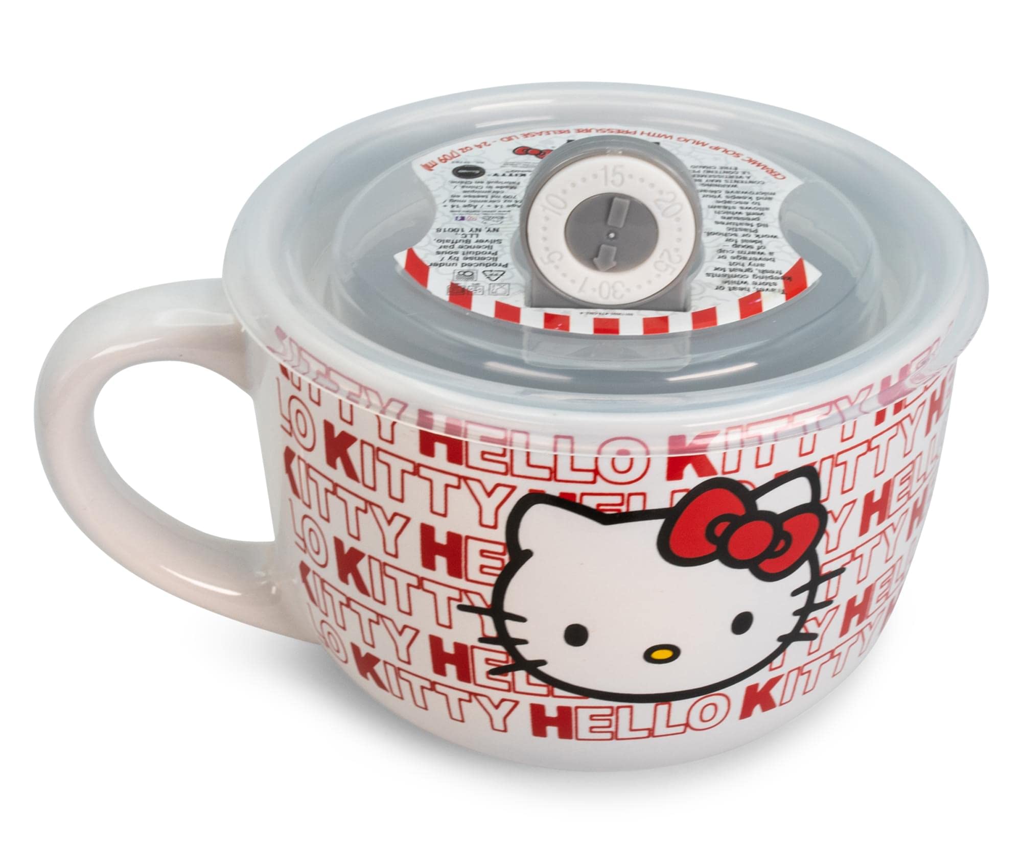Foto 4 pulgar | Taza De Sopa Sanrio Hello Kitty De Cerámica Roja, 710 Ml, Con Tapa Ventilada - Venta Internacional.