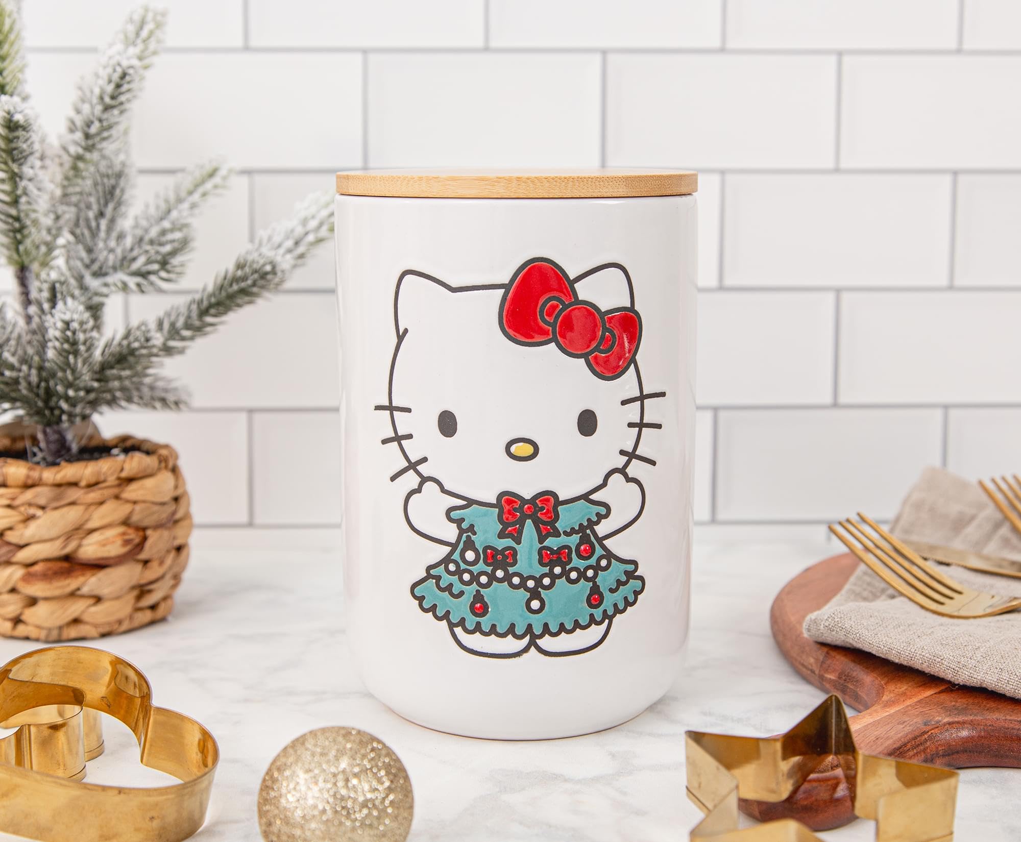 Foto 4 pulgar | Recipiente Para Tarros Para Aperitivos Hello Kitty Sanrio Holiday Ceramic - Venta Internacional.